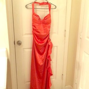 Tangerine 🍊 halter prom dress